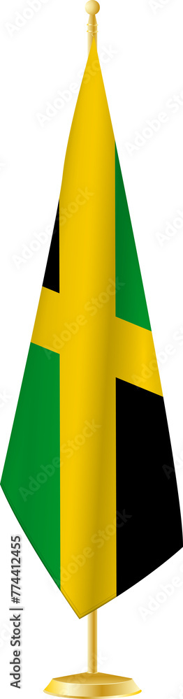 Fototapeta premium Jamaica flag on a flag stand.