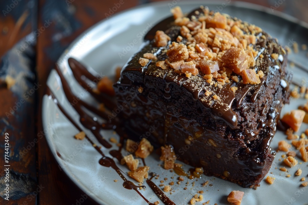 Chocolate sponge cake with caramelized toffee chunks Chocolate sponge cake with caramelized toffee chunks