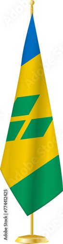Saint Vincent and the Grenadines flag on a flag stand.