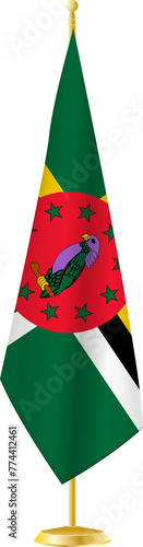 Dominica flag on a flag stand. photo