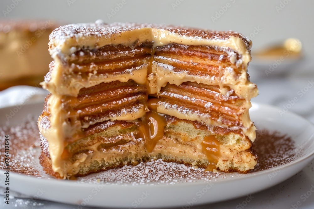 Churros cake with dulce de leche topping