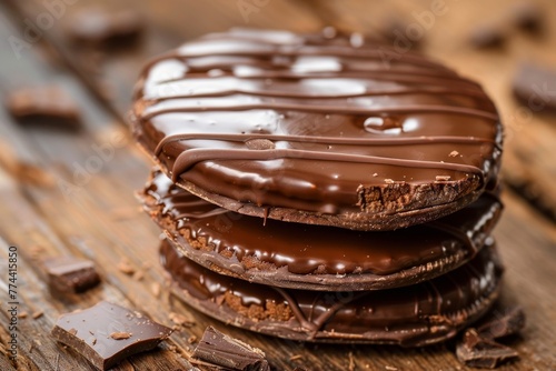 Close up of chocolate covered alfajor a traditional Argentinean sweet photo