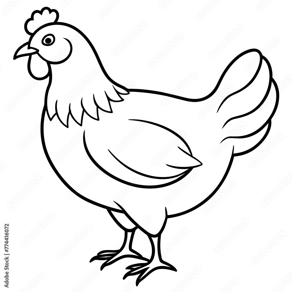 Fototapeta premium chicken line art silhouette vector illustration svg file