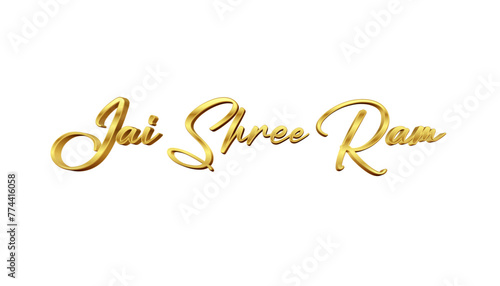 Jai Shree Ram golden PNG calligraphy, transparent or isolated on a white background. PNG of Hindu Lord Rama or Ram Navami festival icon.	