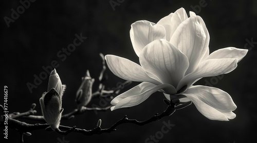 Dramatic Magnolia Blooms  generative ai