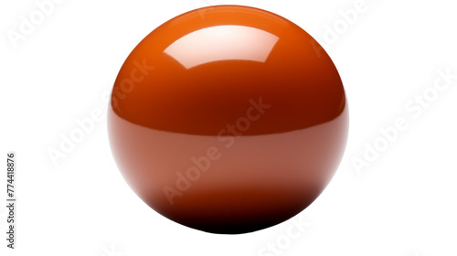 An orange and brown egg sits peacefully on a white surface