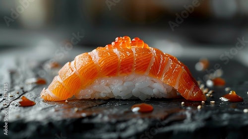 Focus on freshness: single piece of nigiri sushi, generative ai