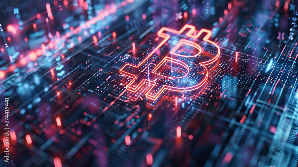Bitcoin Symbol Projected in Neon Over a Digital Matrix W
Bitcoin Symbol Projected in Neon Over a Digital Matrix W