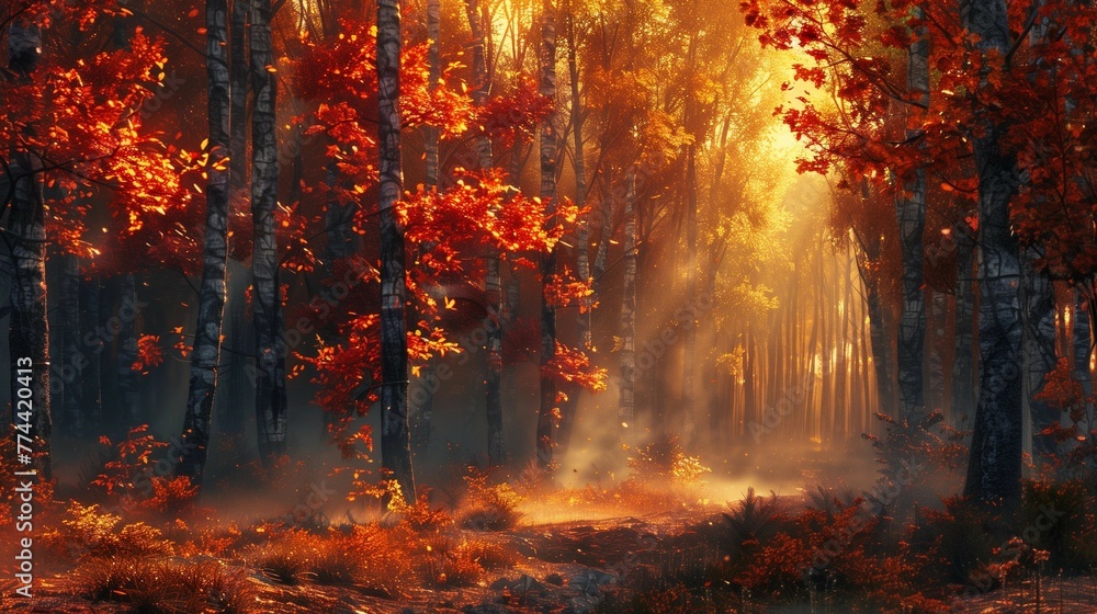 Warm Palette of Fall Leaves, generative ai