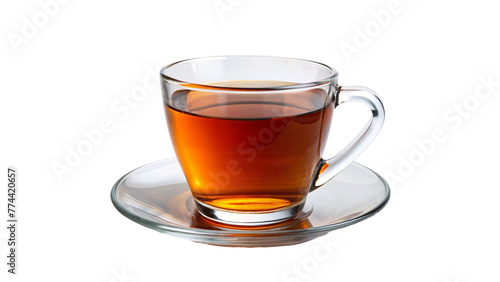 Glass cup of tea isolated on Transparent background.