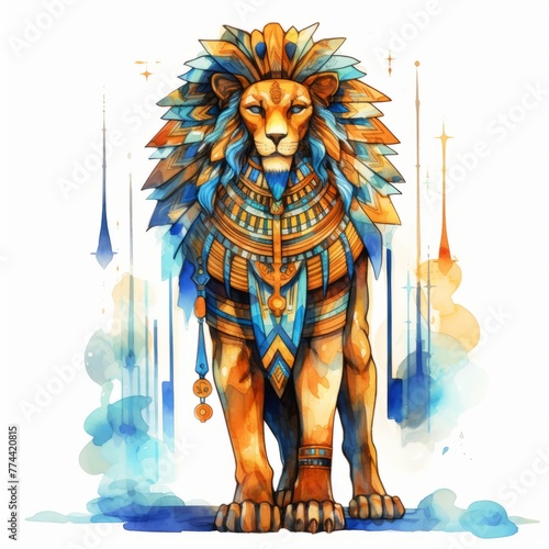 Aqaurell Sekhmet Löwe Göttin des Alten Ägypten Illustration photo