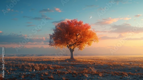 Vivid Tree in Colorful Desert, generative ai © Matus