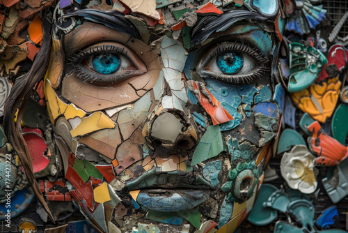 An artist displays their creativity by repurposing damaged everyday items into unique artworks