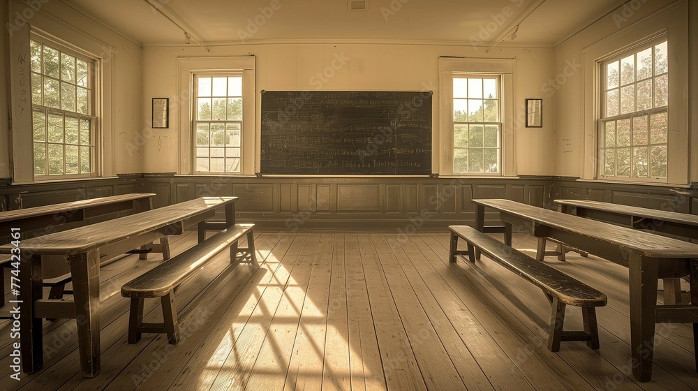 Sepia-Toned Classroom Scene, generative ai