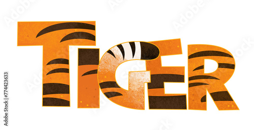 Cartoon animal funny tiger on white background illustration for the children