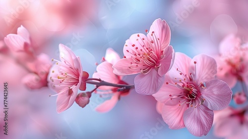 Fragile Beauty of Cherry Blossom Branch  generative ai
