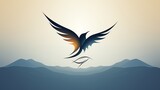 A minimalist logo icon of a soaring bird in flight.
