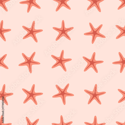 Seamless pattern with starfishes. Summer seamless pattern. Vector illustration in flat style © Amahce