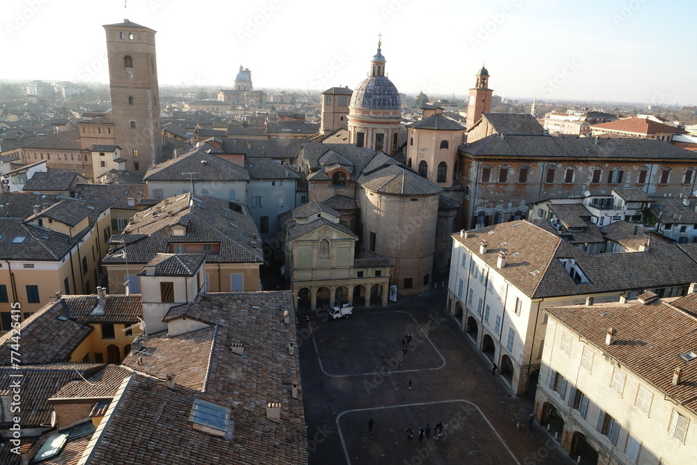 Aerial view of the Reggio Emilia town center, Emilia Romagna, Italy