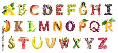 Fruit Alphabet Isolated on White Background