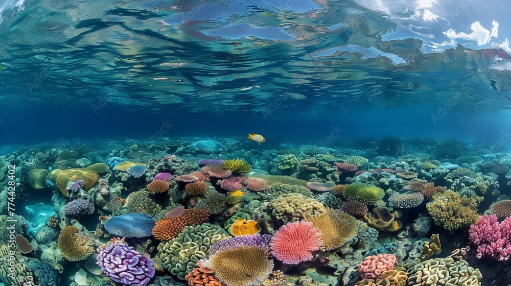 Tropical Paradise: Colorful Coral Reef Scene, generative ai