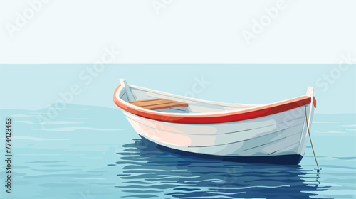 Illustration of a boat floating on the sea flat car