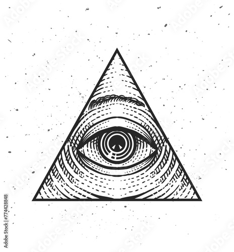 Illustration vector illuminati eye, isolated design, tattoo design, T shirt design, Poster