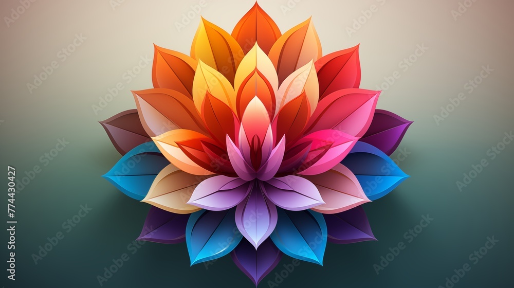 A vibrant logo icon resembling a blooming lotus flower.