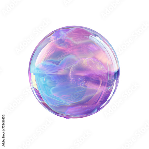 A close up of a purple and blue bubble floating in the air