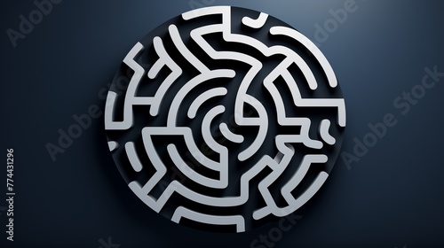 An abstract logo icon resembling a swirling, intricate maze. photo