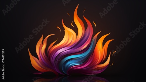 An abstract logo icon resembling a flowing, curving flame.