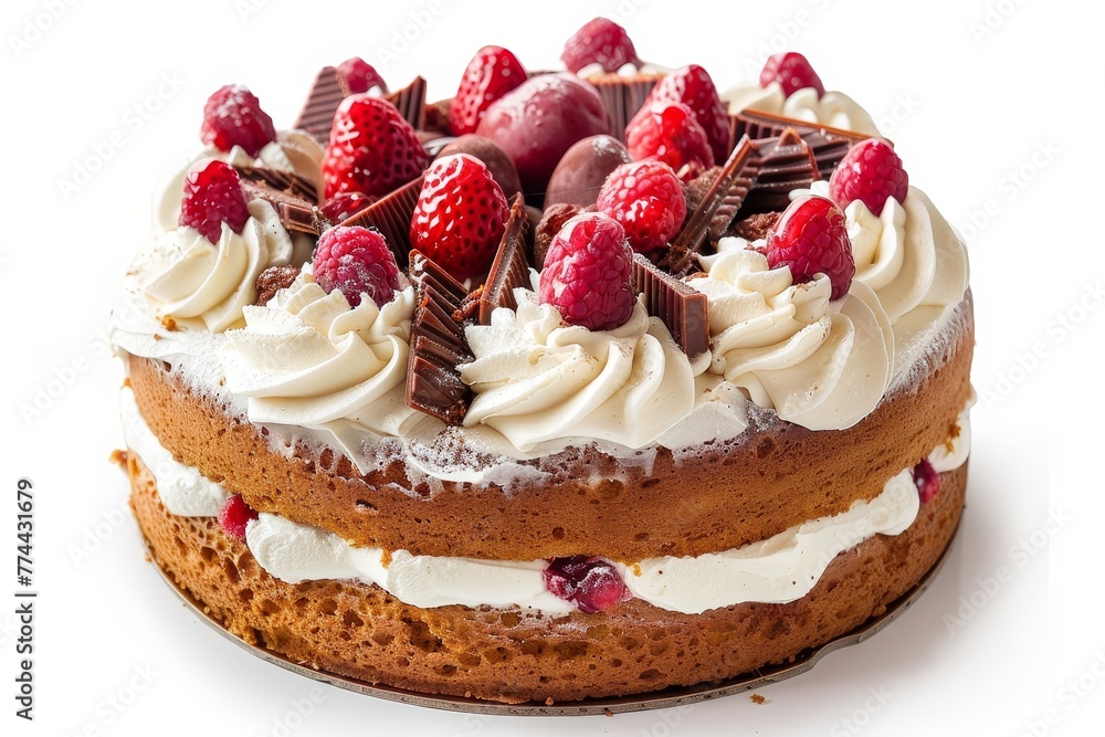 Sponge cake made at home on white background Sponge cake made at home on white background