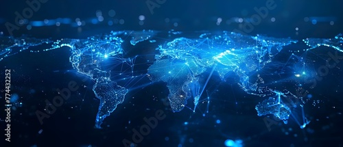 Mapping Global Connections: An Animated World Map with Glowing Links. Concept Global network visualization, Interactive data mapping, Digital world connections, Illuminated globe animation