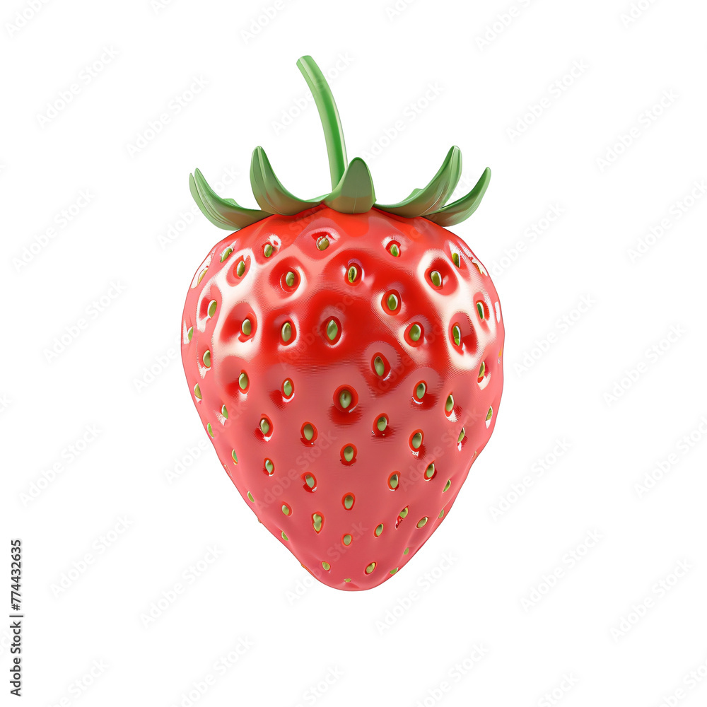 strawberry icon 3d rendering, isolated on white transparent background strawberry icon 3d rendering, isolated on white transparent background