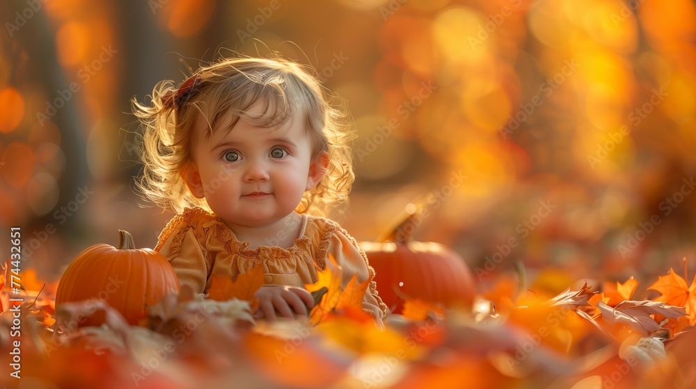 Cozy Baby in Pumpkin Patch, generative ai Cozy Baby in Pumpkin Patch, generative ai