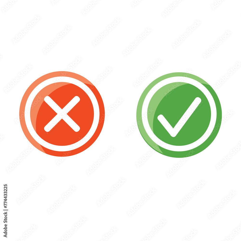 3d modern Check and cross icon 3d modern Check and cross icon