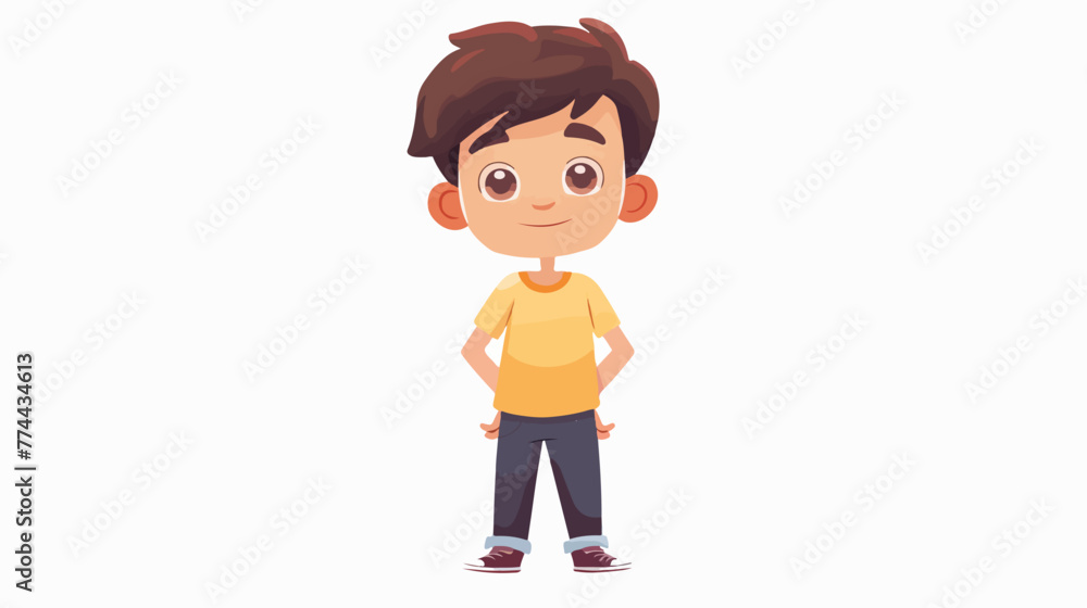 Illustration of a cute boy on a white background fl