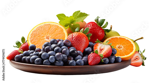 Wooden bowl filled with an abundance of colorful and ripe fruits