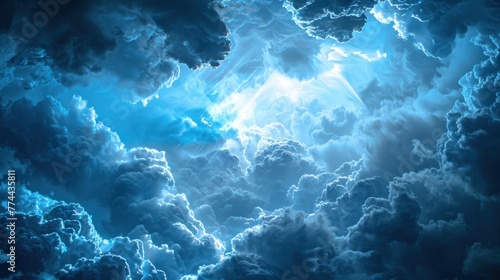 Dramatic view of thunderclouds storm at night cloudy background. Generated AI image photo