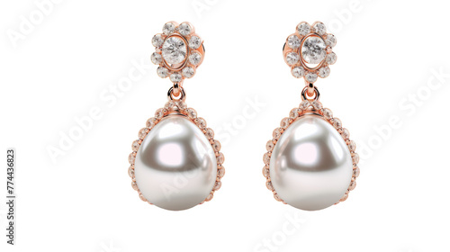 A stunning pair of earrings featuring lustrous pearls and sparkling diamonds