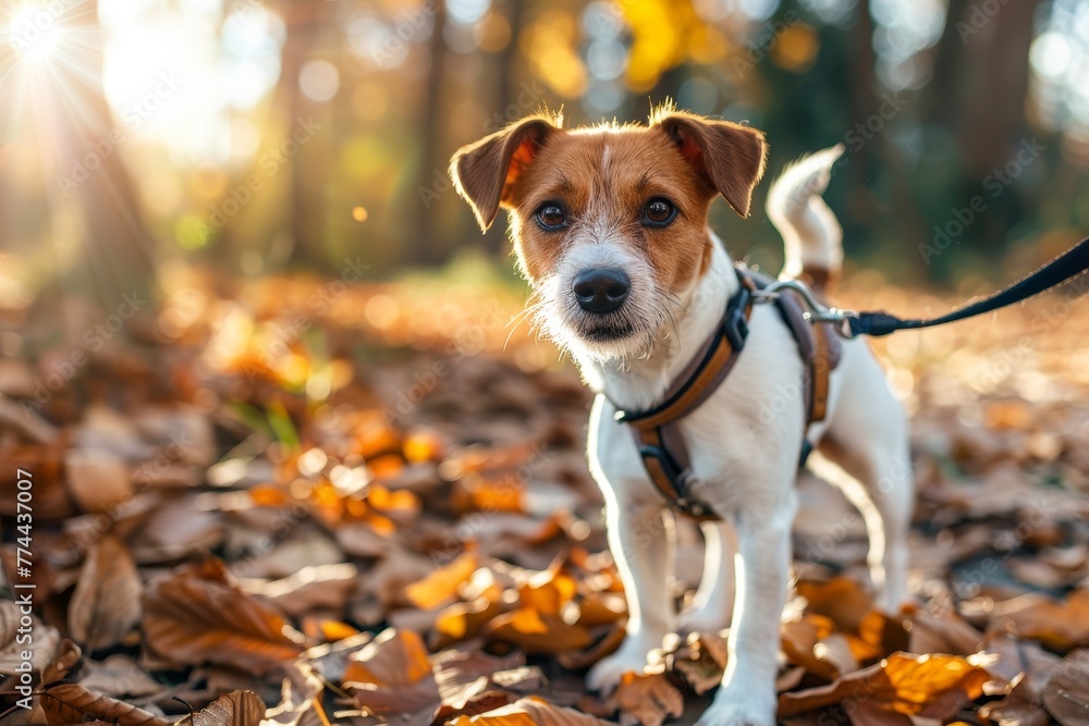 Walking a Jack Russell Terrier on a leash in the park was a delightful experience Walking a Jack Russell Terrier on a leash in the park was a delightful experience