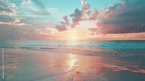 Marvellous Sunrise Beach. Tranquil Holiday Destination. Sea and Sky concept photo