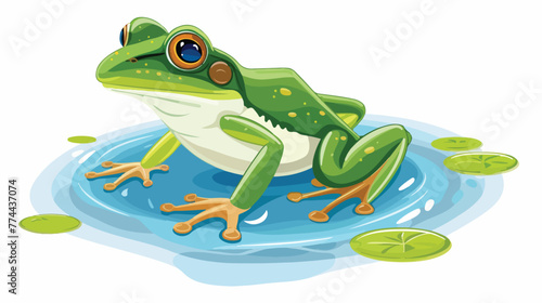 Illustration of a frog and a water on a white backg