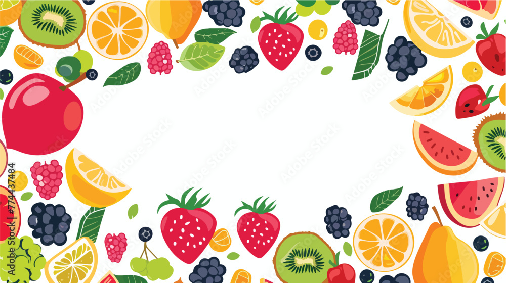 Illustration of a fruity border on a white backgrou