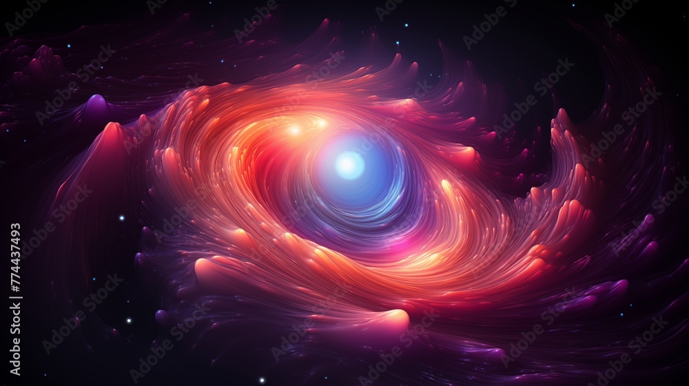 An abstract logo icon resembling a vibrant, swirling galaxy.