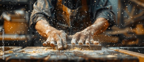 The worker's hands are a blur of motion as he deftly maneuvers each piece into place, his movements fluid and precise. It is a dance of craftsmanship, a symphony of creation unfolding before our eyes. photo