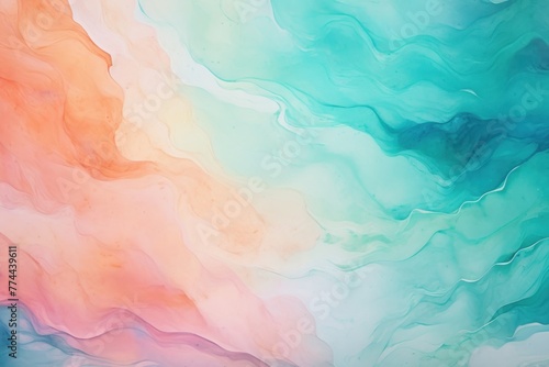 Teal Salmon Periwinkle abstract watercolor paint background barely noticeable with liquid fluid texture for background, banner with copy space and blank text area 