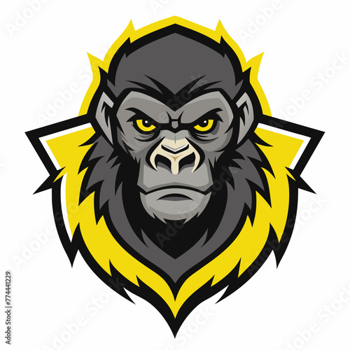Gorilla Mascot Logo on White Background Stand Out with Simian Style © Mosharef ID:#6911090