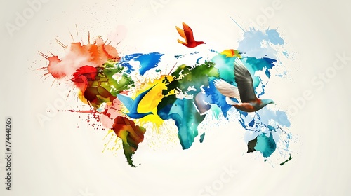 Illustration of different but still one  international world  colorful  International Day of Multilateralism and Diplomacy for Peace event concept