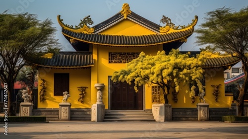 house with the yellow color 8k photography, ultra HD